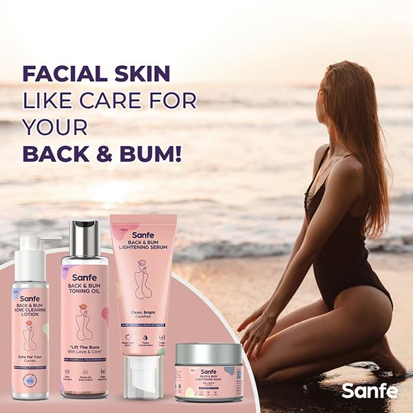 Sanfe Back & Bum Detox Scrub (Dry) - Olive & Peach Extracts 100 gm - Scrubs & Exfoliants