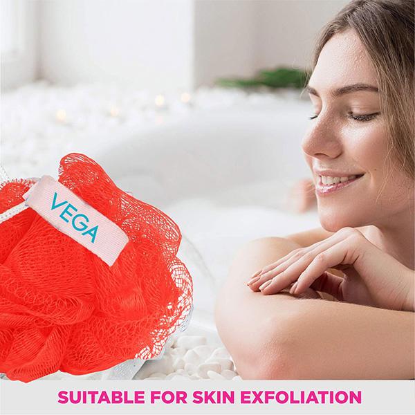 Vega Mini Sponge Loofah, Red and White, (VC2BA-3/12) 2's - Body Scrubbers & Brushes