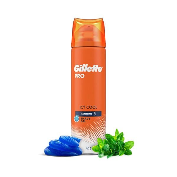 Netmeds | Gillette Pro Shaving Gel Icy Cool Menthol, White 195 gm