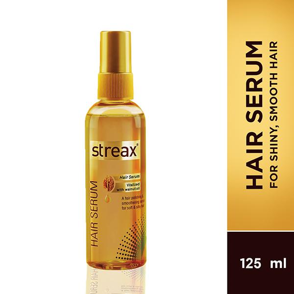 Netmeds | Streax Hair Serum Vitalized with Walnut Oil, For Hair Smoothening & Shine, For Dry & Frizzy Hair 125 ml