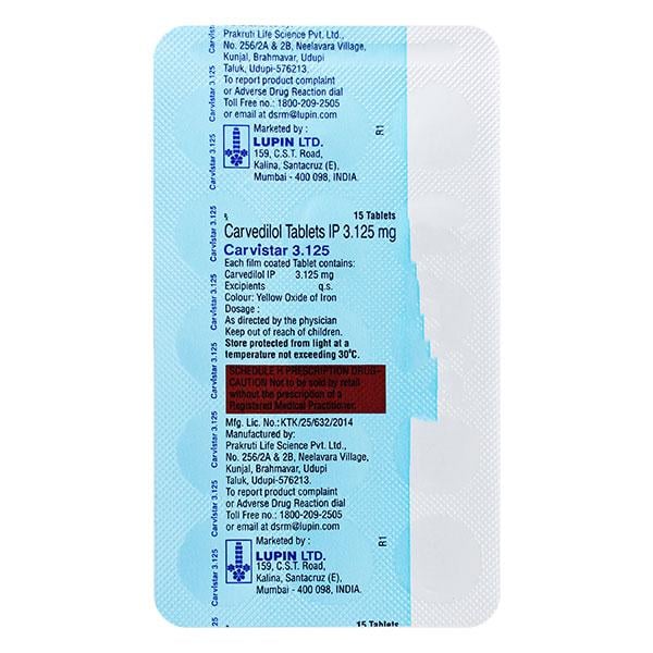 CARVISTAR 3.125 Tablet 15's - Hypertension-Bet