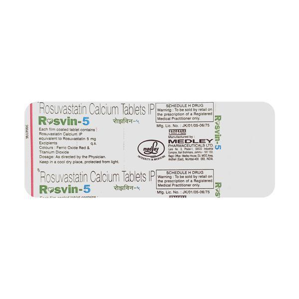 Rosvin 5mg Tablet 10'S - High Cholesterol-Dys