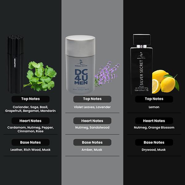 Dorall Collection Colophon + DC 4 U + Silver Secret EDT Set 3's - Men Perfumes (Edt/Edp)
