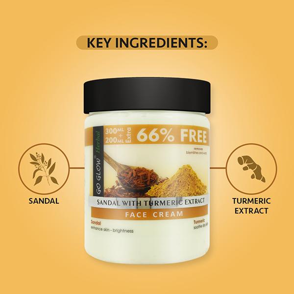 Berina Go Glow By Berina Sandal & Turmuric Extract Face Cream 500 ml - Face Creams