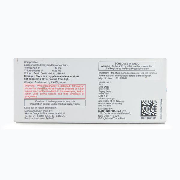 TELMIKIND CT 40/6.25mg Tablet 10's - Hypertension-Ang