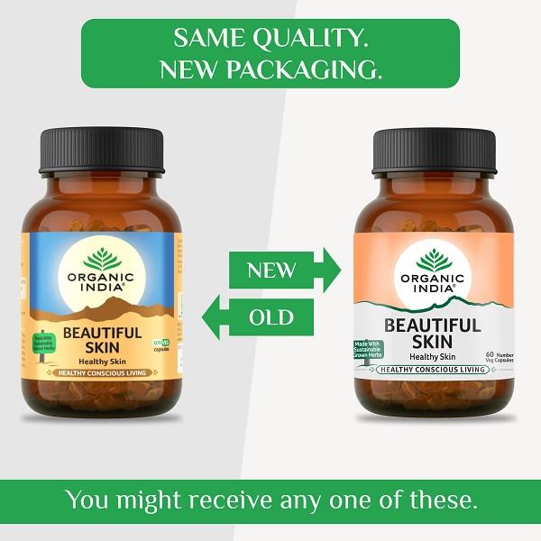 Organic India Beautiful Skin Veg Capsule 60's - Hair & Skin