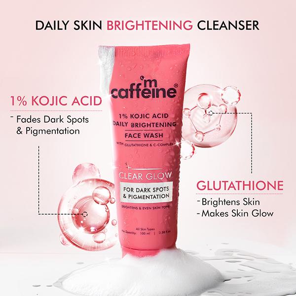 Mcaffeine Clear Glow 1% Kojic Acid Daily Brightening Face Wash with Glutathione 100 ml - Face Wash & Cleansers