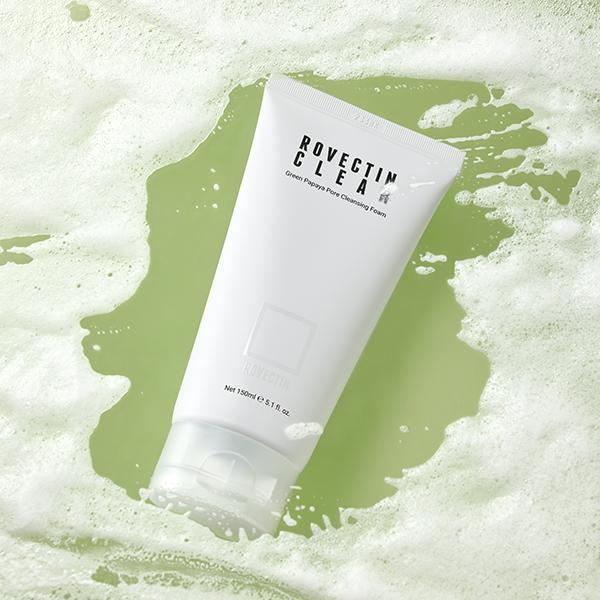 Rovectin Clean Green Papaya Pore Cleansing Foam 150 ml - Face Wash & Cleansers