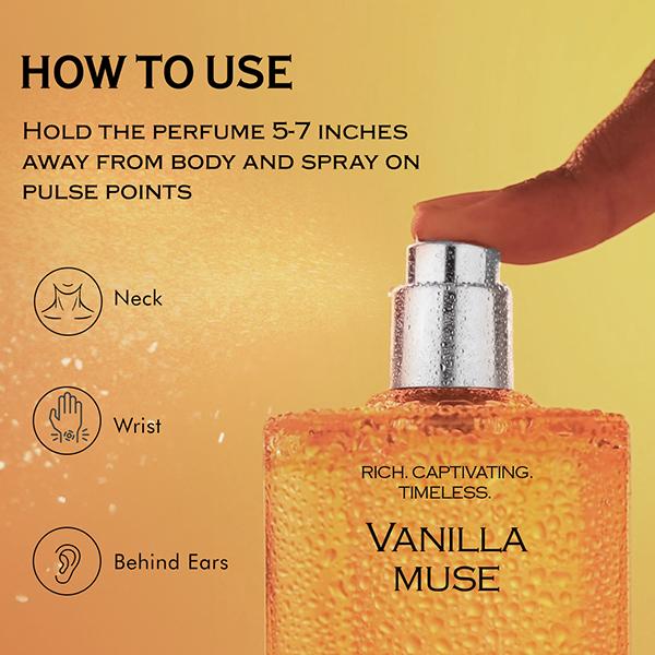 Mcaffeine Fien Vanilla Muse Perfume For Women- Sweet Vanilla EDP, 12 Hrs Long Lasting Scent 100 ml - Women Perfumes (Edt/Edp)