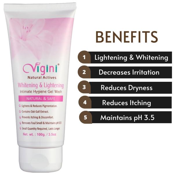 Vigini Lubricating Stimulation Gel 100ml +  Whitening & Lightening Intimate Hygiene Gel Wash 100 g - Intimate Care
