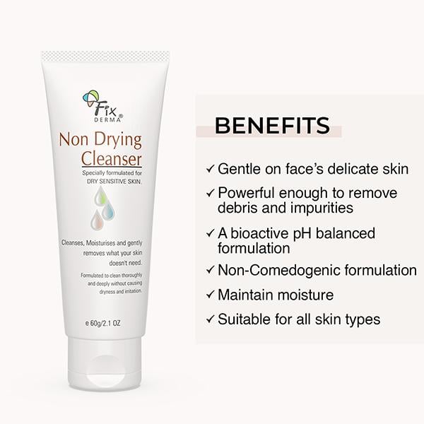 Fixderma Non Drying Cleanser For Dry Sensitive Skin 60 gm - Face Wash & Cleansers