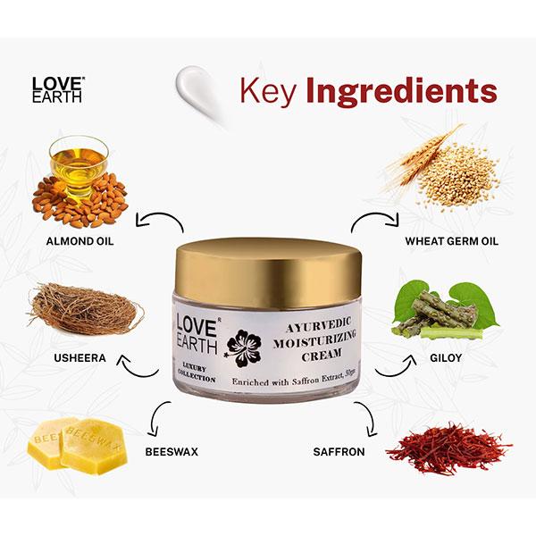 Love Earth Ayurvedic Moisturizing Cream with Saffron, Usheera, Giloy Extracts 50 gm - Face Moisturizers