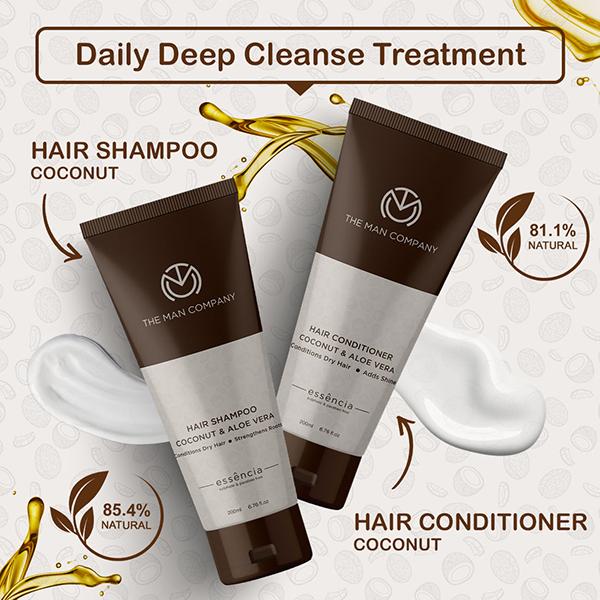 The Man Company Coconut and Aloe Vera Hair Shampoo 200 ml - Shampoos