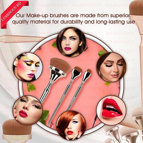 Majestique Foundation, Eyeshadow, and Lips, Professional Makeup Brush Set, Luminous HD Brushes 1's - Face Brush