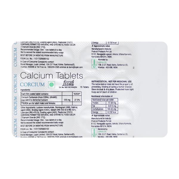 Corcium Tablet 15'S - Supplements-Cal