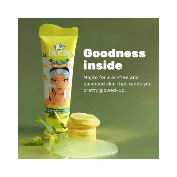 IKKAI Organic Mint Mojito Clarifying Face Wash 100 gm - Face Wash & Cleansers