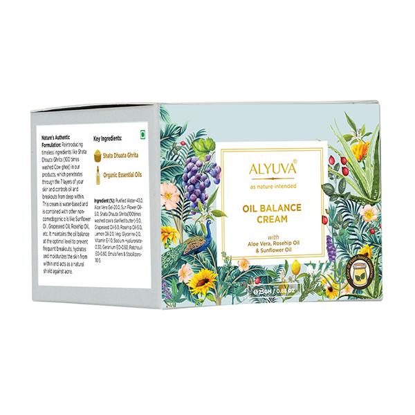 Alyuva All Natural Plant based Oil Balance Cream with Hemp Seed and Tea Tree 25 gm - Day Cream
