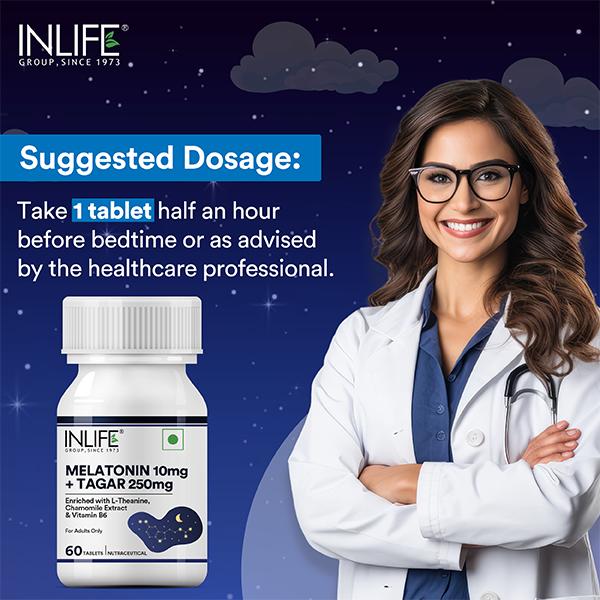 INLIFE Melatonin 10mg + Tagar 250mg Tablets 60's - Mental Health