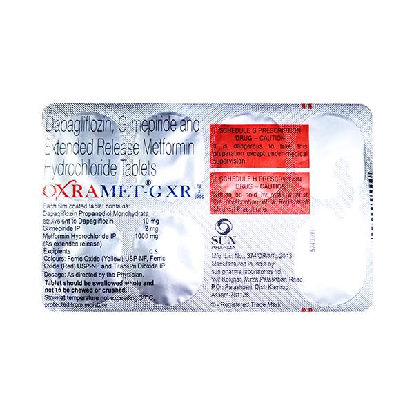 OXRAMET G XR 10/2/1000 Tablet 7's - Diabetes-Ant