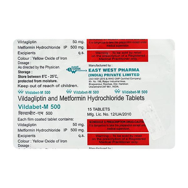 VILDABET M 500 Tablet 15's - Diabetes-Ant