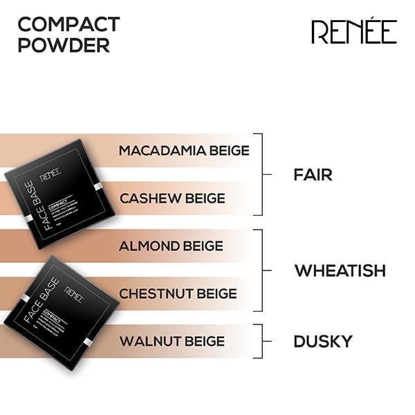 RENEE Face Base Compact - Almond Beige 9 gm - Compact Powder