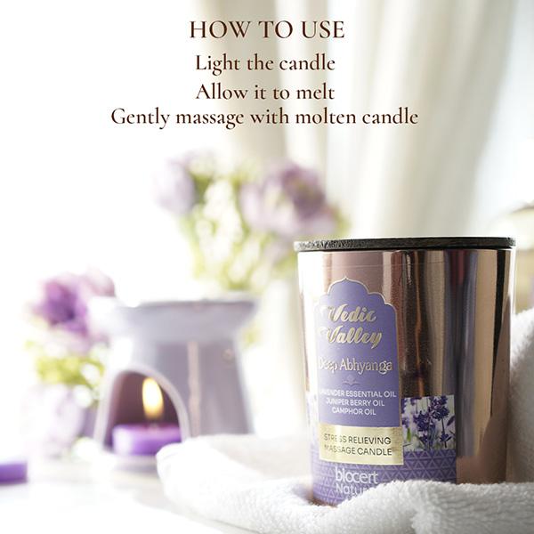 Vedic Valley Lavender Stress Relieving Body Massage Candle Certified Natural 200 gm - Others