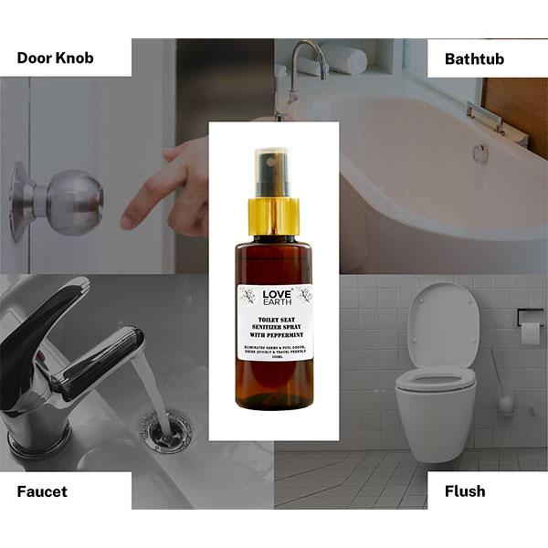 Love Earth Toilet Seat Sanitizer Spray with Peppermint, Eliminates Germs & Foul Odour 100 ml (N) - Toilet Seat Sanitizer