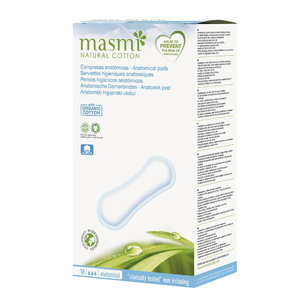 Masmi Natural Cotton Sanitary Pads - Anatomical (No Wings) 16's