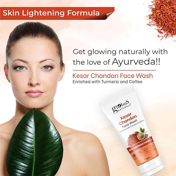 Globus Naturals Face Care Combo - Skin Lightening Kesar Chandan, Hydro Boost Lavender Face Wash 75gm each 2's - Face Wash & Cleansers