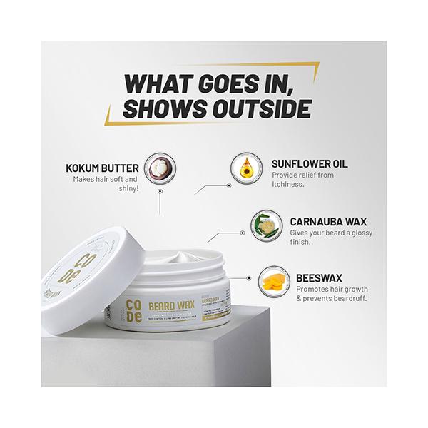 Wild Stone Code Beard Wax Prevents Hair Loss Dandruff Dryness & Itchy Beard for Men M 40 gm - Beard Wax