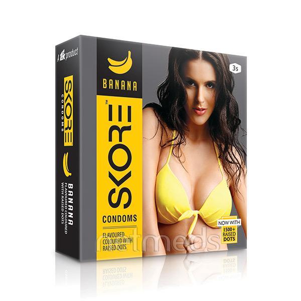 Netmeds | Skore 1500+ Raised Dots Condoms - Banana 3's