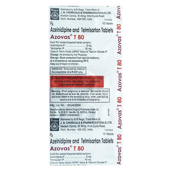 AZOVAS T 80 Tablet 10's - Hypertension-Ana