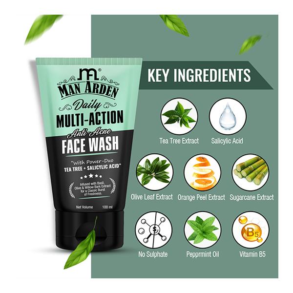 Man Arden Daily Multi-Action Anti-Acne Face Wash 100 ml - Face Washes