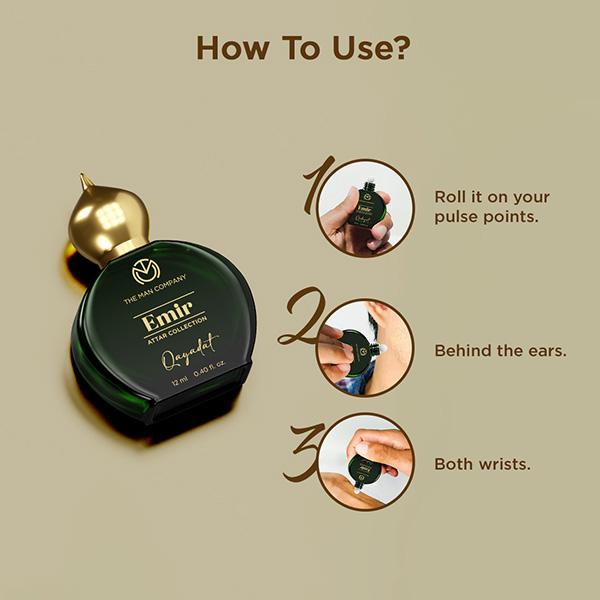 The Man Company 100% Alcohol-Free Attar Perfume for Men Qayadat Emir Collection 12 ml - Men Perfumes (Edt/Edp)
