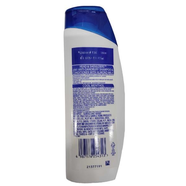 Head & Shoulders 2-in-1 Anti Dandruff Shampoo + Conditioner Cool Menthol With Almond Milk 180 ml - Dry Shampoos & Conditioners