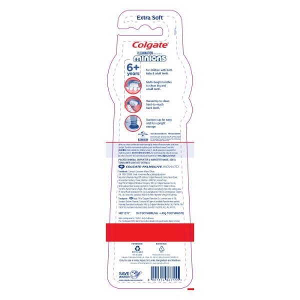 Colgate Minions (6+ Years) Extra Soft Toothbrush 1's + Toothpaste (Bubble Fruit Flavour) 40 g - Toothbrushes