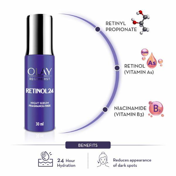 Olay Regenerist Micro-Sculpting Cream 50gm and Retinol 24 Night Serum 30ml - Round The Clock Skincare 1's - Face Gels