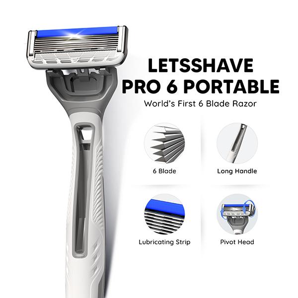 Letsshave Pro 6 Portable Travel Kit Pro 6 Razor+Tsg15 Ml+Asb30Ml+Tsg 30Ml+Pouch+Pro Styler 1 1's - Razors & Cartridges