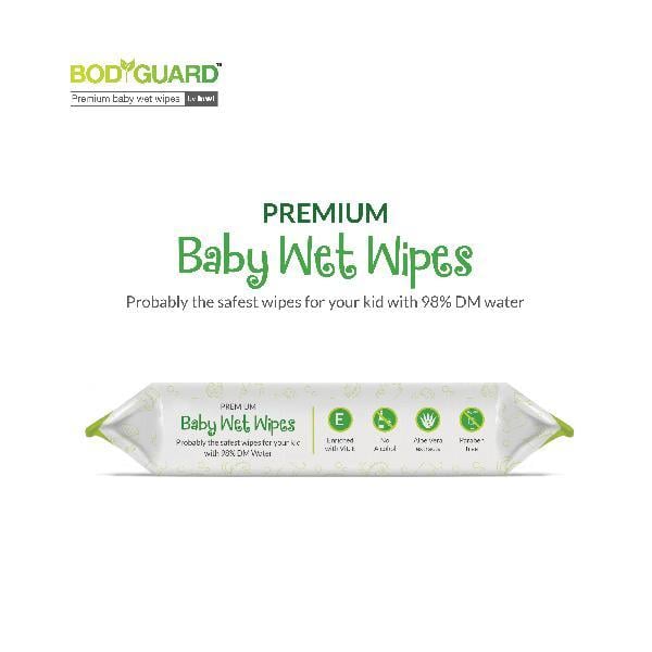BodyGuard Premium Baby Wet Wipes with Aloe Vera Extract (Pack of 5 x 72's) - Diapers & Wipes