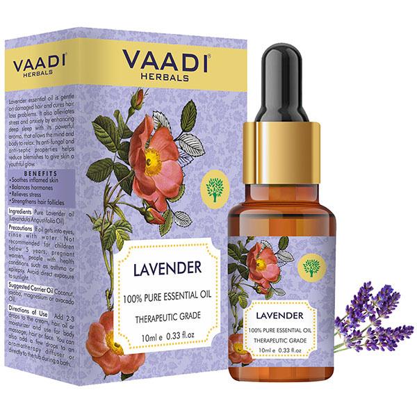 Lavender Essential Oil - Prevents Hairfall, Relieves Stress, Soothes Skin - 100% Pure Therapeutic Grade 10 ml - Essential Oils