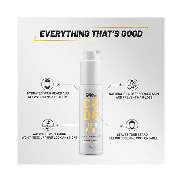 Wild Stone Code Anti Dandruff Beard Wash for Men For 50 ml - Beard Wash