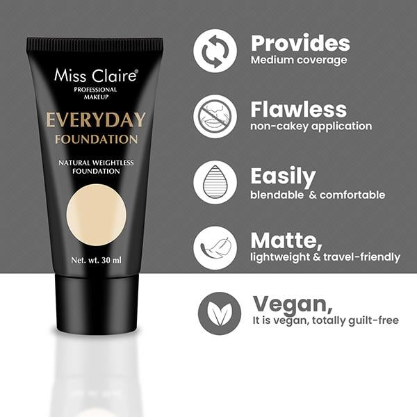 Miss Claire Everyday Foundation Natural Weightless BE-01 Soft Beige 30ml - Foundation