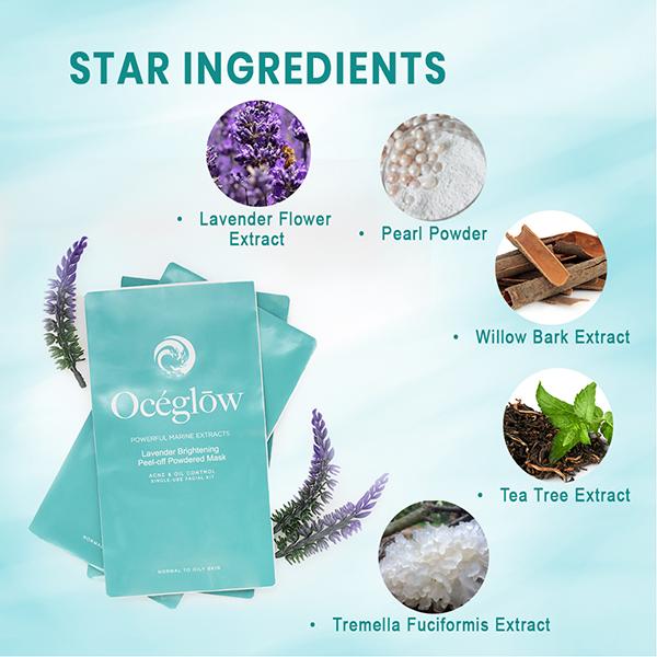 Oceglow Individual Sachets Lavender Brightening Peel Off Powdered Mask For Radiant Glow 1's - Masks & Peels