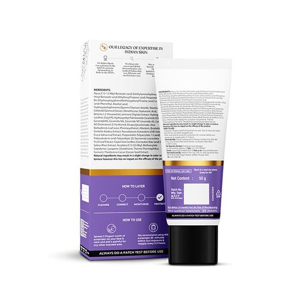 Dr. Sheth's Oat & Ceramide Sensitive Skin Sunscreen SPF 50+ PA++++ Oil-Free Sunscreen 50 gm - Body Sunscreen