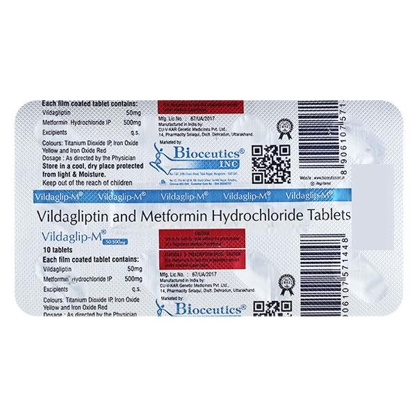 Netmeds | VILDAGLIP M 50/500mg Tablet 10's