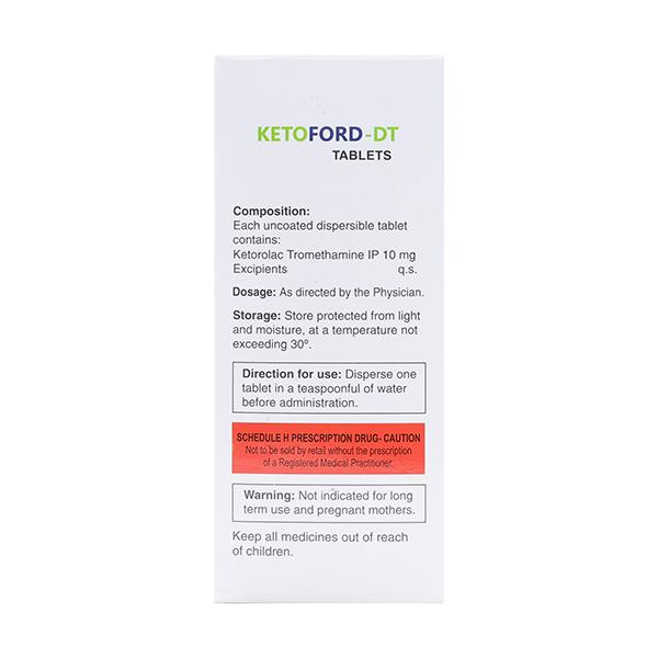 Ketoford DT 10mg Tablet 10'S - Pain relief-Nsa