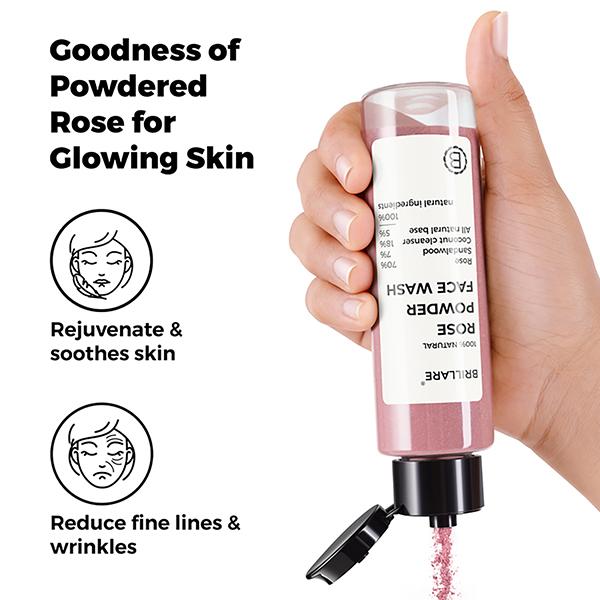 Brillare Rose Powder Face Wash For Well Hydrated, Younger Looking Skin 30 gm - Face Washes