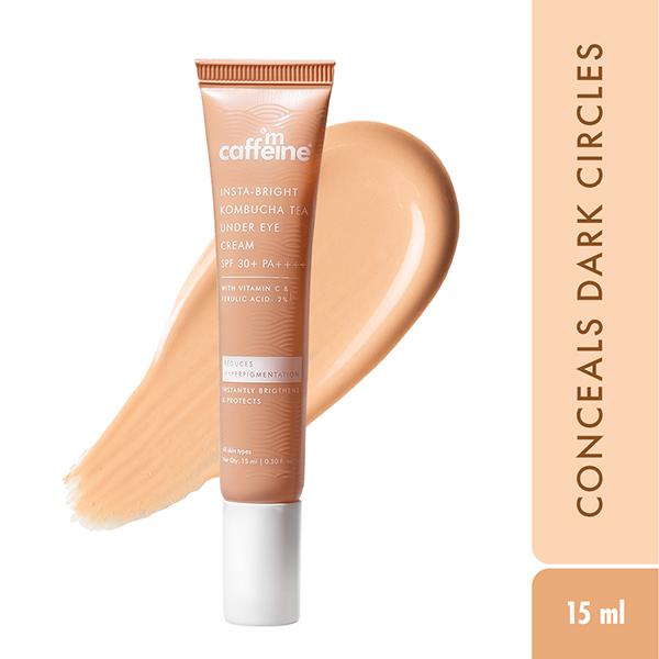 Netmeds | Mcaffeine Brightening and Colour Corrector Tinted Under Eye Cream - Orange, Conceals Dark Circles 15 ml