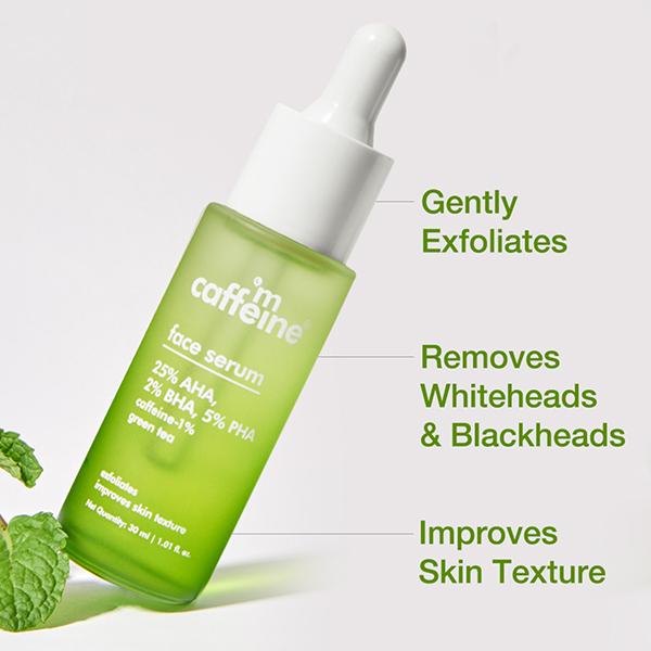Mcaffeine Green Tea Face Serum With 25% Aha, 2% Bha, 5% Pha 30 ml - Face Serum