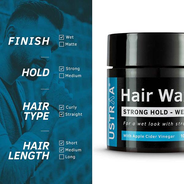 Ustraa Hair Wax for Men with apple cider vinegar Strong Hold - Wet Look 100 gm - Hair Gels & Waxes